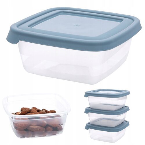 3x Pojemniki na żywność plastikowy z pokrywą box organizer pudełko 250 ml