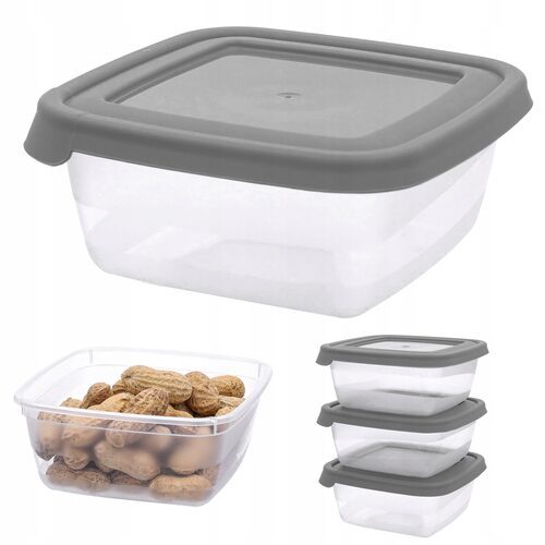 Pojemnik plastikowy z pokrywą 3 szt x 500 ml pudełko lunchbox organizer