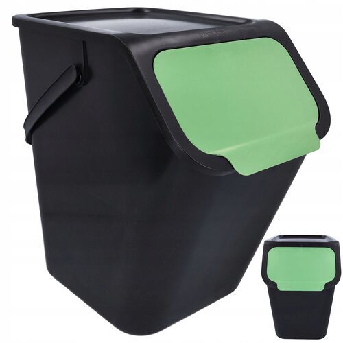 Kosz do segregacji śmieci pojemnik odpady + filtr czarno zielony 25L