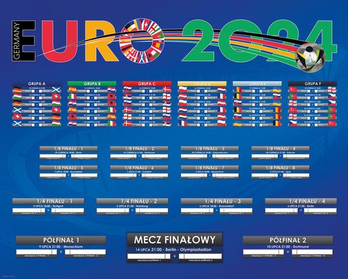 Terminarz EURO 2024 Tabela Rozgrywek - plakat na ścianę 40x50 cm