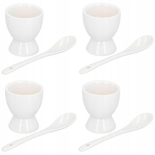 Kieliszki do jajek na miękko porcelanowe podstawki z łyżeczkami zestaw