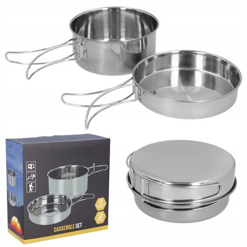 Menażka turystyczna stalowa harcerska wojskowa garnek i patelnia kempingowa