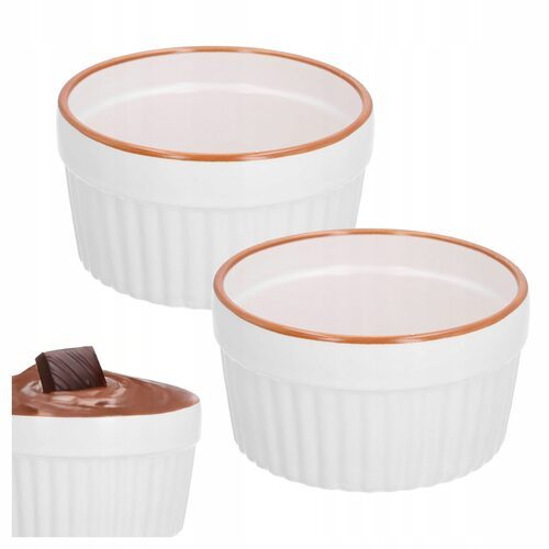 Kokilki do zapiekania ceramiczne żaroodporne z pokrywkami zestaw 2 szt