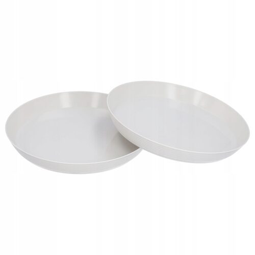 TALERZE PLASTIKOWE 20,5cm białe wielorazowe zestaw 2szt na piknik i grilla
