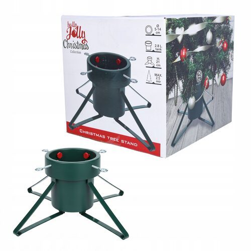 STOJAK NA CHOINKĘ na żywą choinkę metalowy zielony 4 nogi pojemnik 2,8l