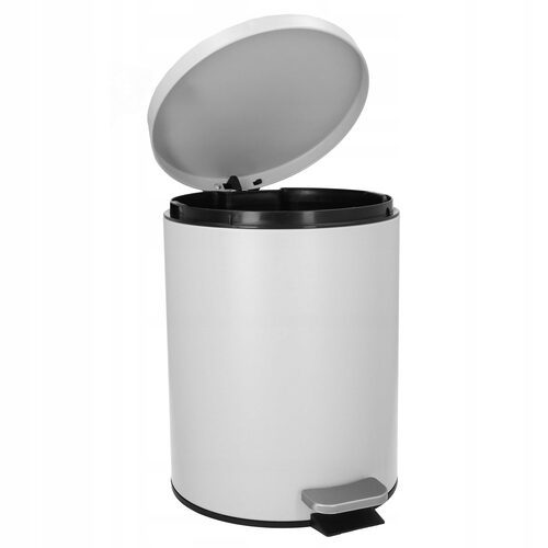 Kosz na smieci biurowy szary z pedałem 5l metalowy łazienkowy wkład