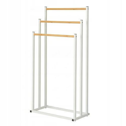 Stojak na ręczniki wieszak stojący podłogowy łazienkowy biały 3 poziomowy