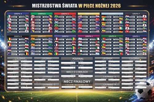 PLAKAT TABELA Mistrzostw Świata w Piłce Nożnej 2026 TERMINARZ 61x91,5
