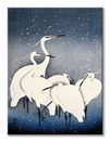 Czaple na obrazie Egrets on a Snowy Night