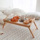 Stolik do łóżka śniadaniowy pod laptopa drewniany