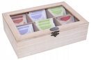 Pudełko na herbatę 6 przegród skrzynka drewniana organizer herbaciarka