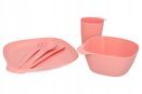 Zestaw piknikowy naczynia turystyczne sztućce miska kubek talerz 6szt róż