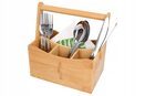 Koszyk na sztućce przybory kuchenne stojak organizer bambusowy z rączką