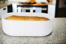 Biały CHLEBAK pojemnik na chleb pieczywo bułki deska bambusowa 35x19x12 cm