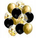 GIRLANDA BALONOWA 45 balonów z konfetti czarno-złota na chrzest urodziny
