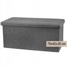 Pufa ze schowkiem duża 76x40x38cm otwierana skrzynia materiałowa szara
