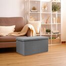 Pufa ze schowkiem duża 76x40x38cm otwierana skrzynia materiałowa szara