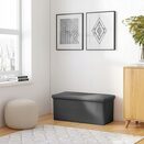 Pufa ze schowkiem duża 76x40x38cm otwierana skrzynia materiałowa szara