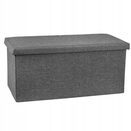 Pufa ze schowkiem duża 76x40x38cm otwierana skrzynia materiałowa szara