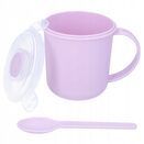 KUBEK NA ZUPĘ 500ml do mikrofali z łyżeczką pojemnik lunchowy fioletowy