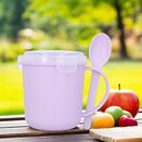 KUBEK NA ZUPĘ 500ml do mikrofali z łyżeczką pojemnik lunchowy fioletowy