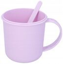 KUBEK NA ZUPĘ 500ml do mikrofali z łyżeczką pojemnik lunchowy fioletowy