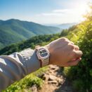 Zegarek sportowy beżowy elektroniczny cyfrowy retro alarm stoper unisex