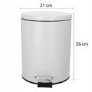 Kosz na smieci biurowy szary z pedałem 5l metalowy łazienkowy wkład