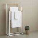 Stojak na ręczniki wieszak stojący podłogowy łazienkowy biały 3 poziomowy