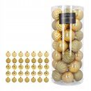 BOMBKI CHOINKOWE duży zestaw 35 sztuk 6 cm złote mat połysk brokat mix