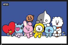 BT21 BTS Maskotki Grupa - plakat