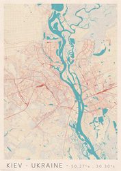 Kijów Mapa Miasta - plakat A3