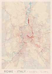 Rzym Mapa Miasta - plakat A2