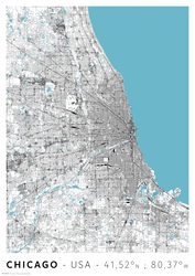 Chicago Mapa Miasta - plakat A3