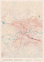 Kraków Mapa Miasta - plakat A2