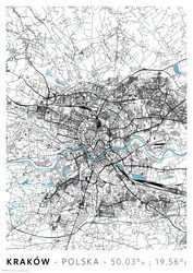 Kraków Mapa Miasta - plakat A3
