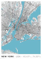 New York Mapa Miasta - plakat A2