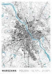 Warszawa Mapa Miasta - plakat A1