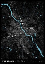 Warszawa Mapa Miasta - plakat A2