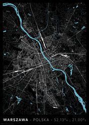 Warszawa Mapa Miasta - plakat A3