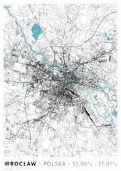 Wrocław Mapa Miasta - plakat A2