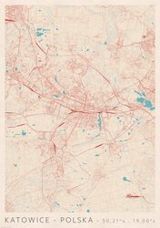Katowice Mapa Miasta - plakat A1