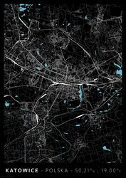 Katowice Mapa Miasta - plakat A2