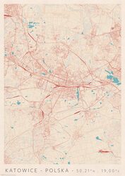 Katowice Mapa Miasta - plakat A3
