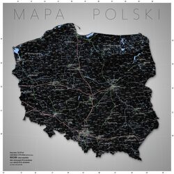 Mapa Polski - Drogowa - plakat na ścianę