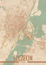 Szczecin Mapa Miasta - plakat A2