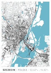 Szczecin Mapa Miasta - plakat A2