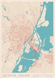 Szczecin Mapa Miasta - plakat A2