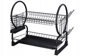 Suszarka do naczyń dwupoziomowa czarna stojąca