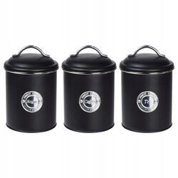 Pojemniki na kawę herbatę cukier stal czarne